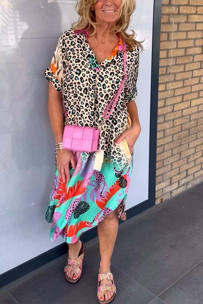 Lässiges Kleid mit Leopardenmuster für Damen