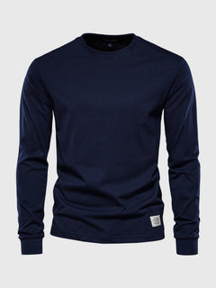 Pullover Herren Langarmshirt Rundhals | Basic Style in Dunkelblau