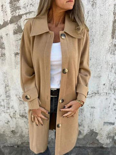 ELARA™ | Eleganter Kapuzen-Cardigan mit Knopfverschluss in Braun