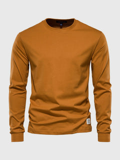 Pullover Herren Langarmshirt Rundhals | Basic Style in Senf Gelb