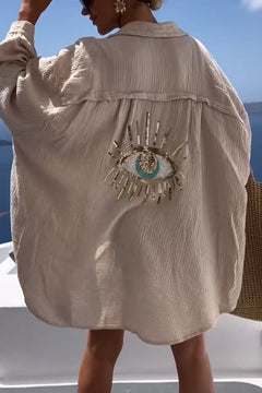 Yaritza® | Weißes Strandkleid in Helles Khaki