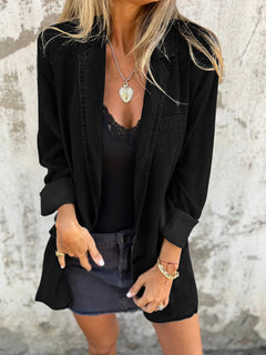 MAIA™ | Lässige Denim-Anzugjacke in Schwarz