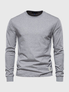 Pullover Herren Langarmshirt Rundhals | Basic Style in Hellgrau