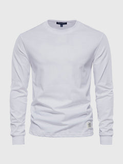 Pullover Herren Langarmshirt Rundhals | Basic Style in Weiß