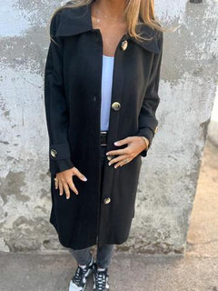 ELARA™ | Eleganter Kapuzen-Cardigan mit Knopfverschluss in Schwarz