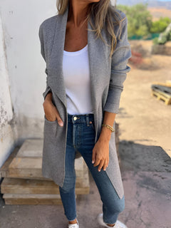 LILAH™ | Stilvoller Revers-Cardigan in Grau