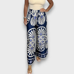 Rania – Fließende Hose mit Print in Blau