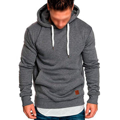 Men's Casual Solid Color Long Sleeve Hooded Sweatshirt in Gray