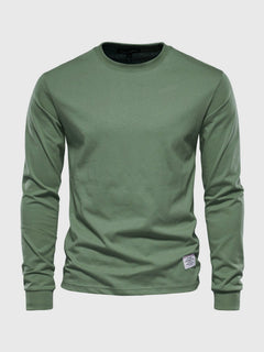 Pullover Herren Langarmshirt Rundhals | Basic Style in Grün