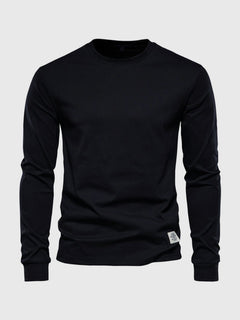 Pullover Herren Langarmshirt Rundhals | Basic Style in Schwarz