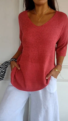 Tina | Weicher Oversized Pullover in Rot