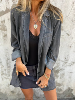 MAIA™ | Lässige Denim-Anzugjacke in Grau