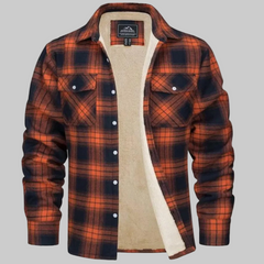 Julian | Herren Gefütterte Karierte Overshirt Jacke in Orange