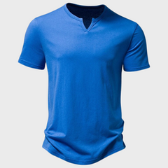 Jumas | Herren lässiges Henley Kurzarm Freizeitshirt in Blau