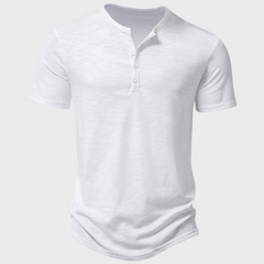 Jumas | Herren lässiges Henley Kurzarm Freizeitshirt in Weiß