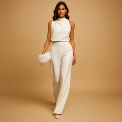 Almerra - Damen-Jumpsuit ohne Ärmel mit weitem Schnitt in Weiß