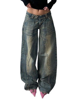 Juna | Weite Low-Rise Baggy-Jeans in Blau