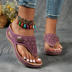 Mona | Bequeme Damen-Sandalen mit Keilabsatz in Lila