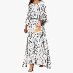 Kalinda | Fließendes Alloverdruck Maxikleid in Weiß
