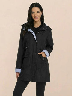 Karin | Damen Wasserabweisende Windbreaker Regenjacke in Schwarz