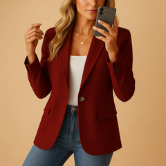 Karina | Damen Einreiher Blazer in Weinrot