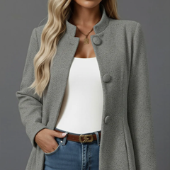 Karoline | Langer Eleganter Trenchcoat in Grau