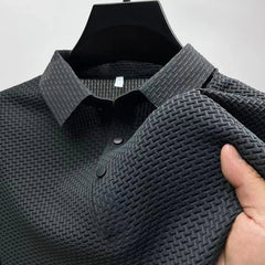 Kasper | Herren Strukturiertes Poloshirt Kurzarm in Grau