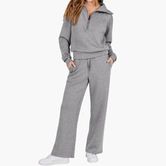 Katarina | Damen Trainingsanzug Set mit Halbzip in Grau