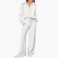 Katarina | Damen Trainingsanzug Set mit Halbzip in Weiß