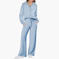 Katarina | Damen Trainingsanzug Set mit Halbzip in Himmelblau
