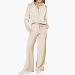 Katarina | Damen Trainingsanzug Set mit Halbzip in Aprikose
