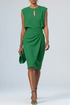 Katharina | Midikleid mit Schlüsselloch-Ausschnitt in Grün