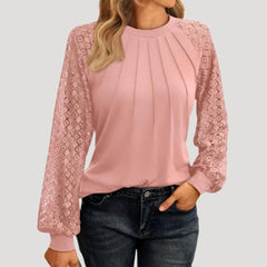 Kersti | Feine Spitzenbluse mit Rundhals in Rosa