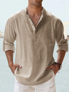 Jonas | Stilvolles Herren Leinenhemd modern in Khaki