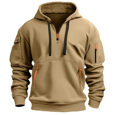 Kilian | Herren Kapuzenpullover mit Reißverschlusstaschen in Khaki