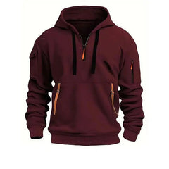 Kilian | Herren Kapuzenpullover mit Reißverschlusstaschen in Dunkelrot