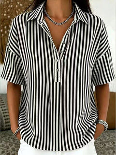 Kirra | Sportliche Polokragen Bluse in Schwarz