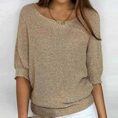 Catrin | Gestricktes Hemd mit Dreiviertelärmeln in Khaki