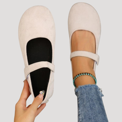 Klara | Damen Mary Jane Ballerinas Riemchen Flach in Weiß