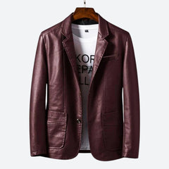 Klassisch elegante Lederjacke Blazer - Reinhold in Bordeaux