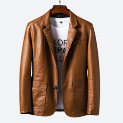 Klassisch elegante Lederjacke Blazer - Reinhold in Hellbraun