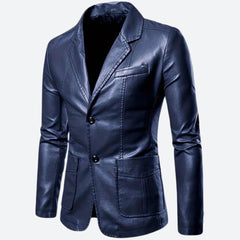 Klassisch elegante Lederjacke Blazer - Reinhold in Königsblau