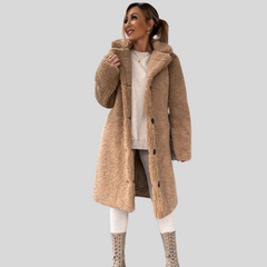 Klassische flauschige Winterjacke für Damen - Zoey in Beige
