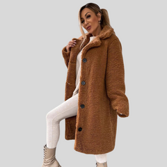 Klassische flauschige Winterjacke für Damen - Zoey in Braun