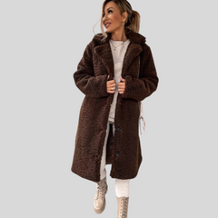 Klassische flauschige Winterjacke für Damen - Zoey in Dunkelbraun