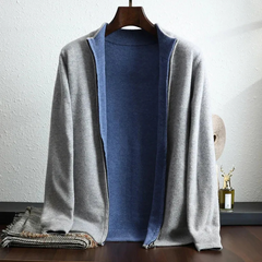 Klassische Herrenjacke mit Reißverschluss | Herbst in Hellgrau