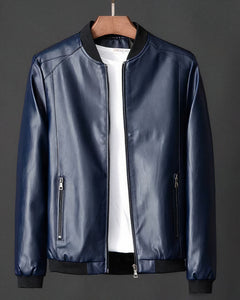 Klassische Lederjacke für Männer - Norwin in Dunkelblau