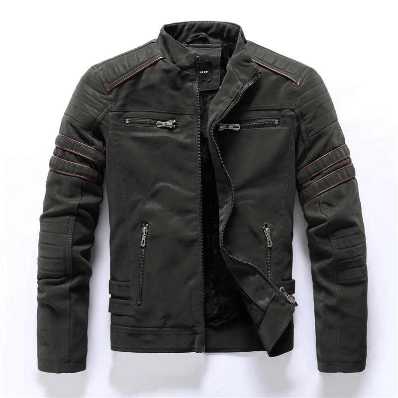 Klassische Luxus-Bikerjacke für Herren | Reißverschluss