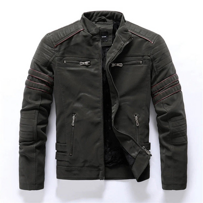 Klassische Luxus-Bikerjacke für Herren | Reißverschluss