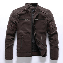 Klassische Luxus-Bikerjacke für Herren | Reißverschluss in Braun